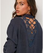 Robe Chemise 100% Lin Rose bleu marine