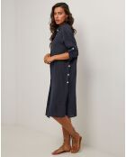 Robe Chemise 100% Lin Rose bleu marine