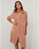 Robe Chemise 100% Lin Rose rose