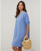 Robe 100% Lin Capucine bleu indigo