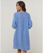 Robe 100% Lin Capucine bleu indigo
