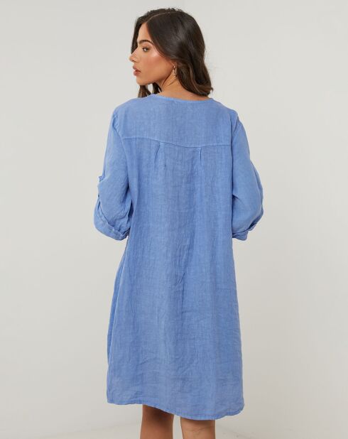 Robe 100% Lin Capucine bleu indigo