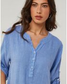 Robe 100% Lin Capucine bleu indigo