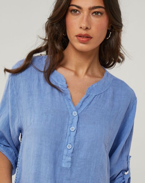 Robe 100% Lin Capucine bleu indigo