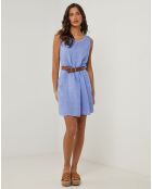 Robe 100% Lin Clémentine bleu indigo