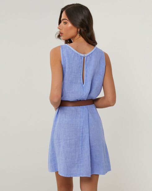 Robe 100% Lin Clémentine bleu indigo