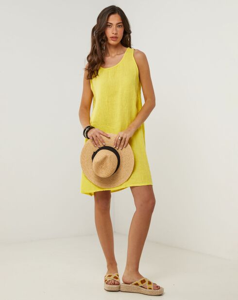 Clementine gele jurk van 100% linnen