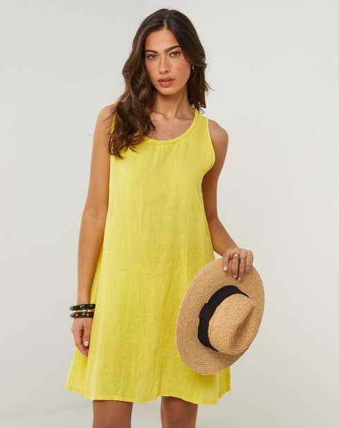 Clementine gele jurk van 100% linnen
