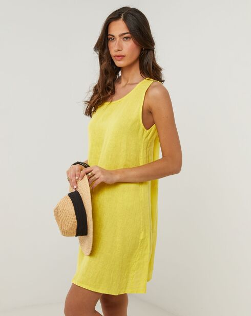 Clementine gele jurk van 100% linnen