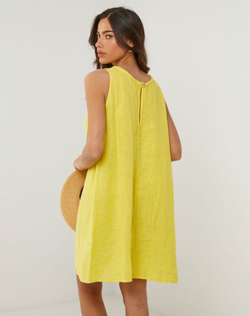 Clementine gele jurk van 100% linnen