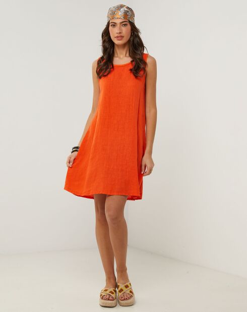 Oranje Clementine jurk van 100% linnen