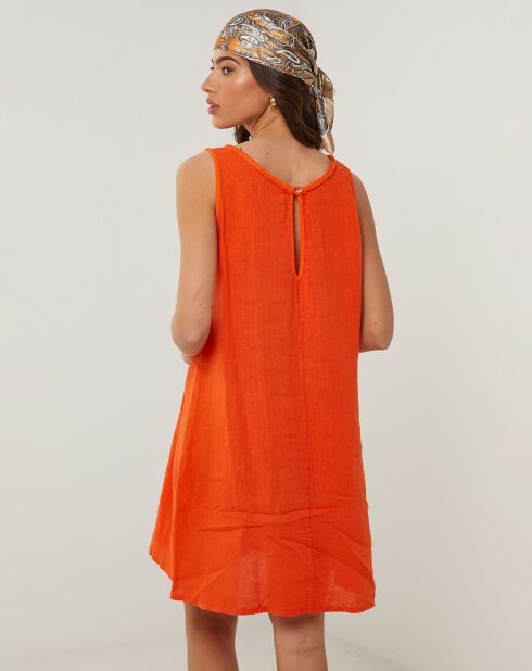 Oranje Clementine jurk van 100% linnen