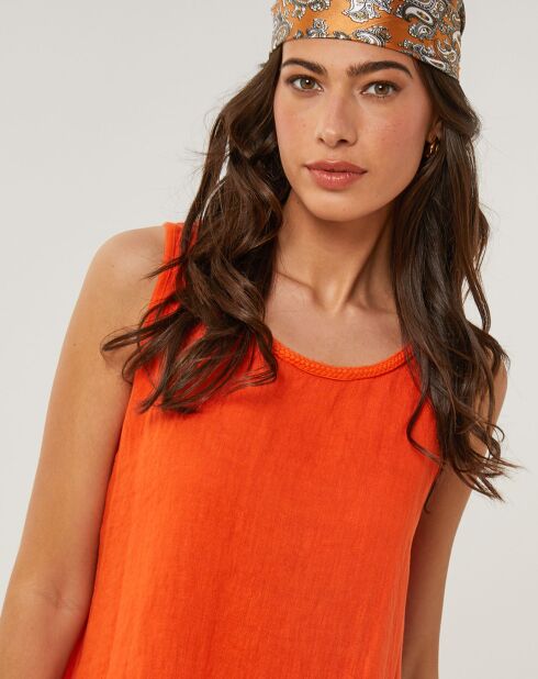 Oranje Clementine jurk van 100% linnen