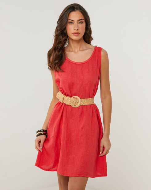Robe 100% Lin Clémentine rouge