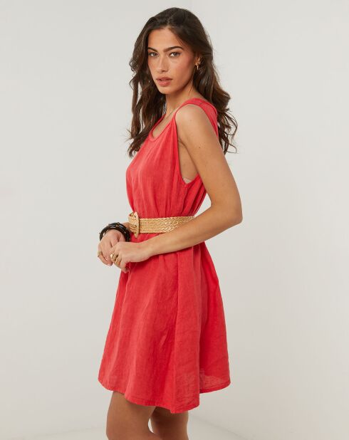 Clementine rode jurk van 100% linnen