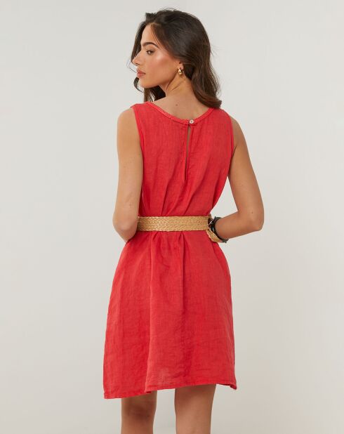 Clementine rode jurk van 100% linnen