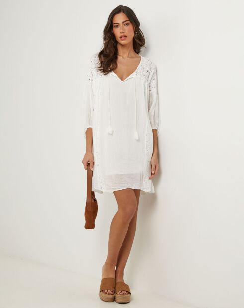 Robe 100% Lin Sarah blanche