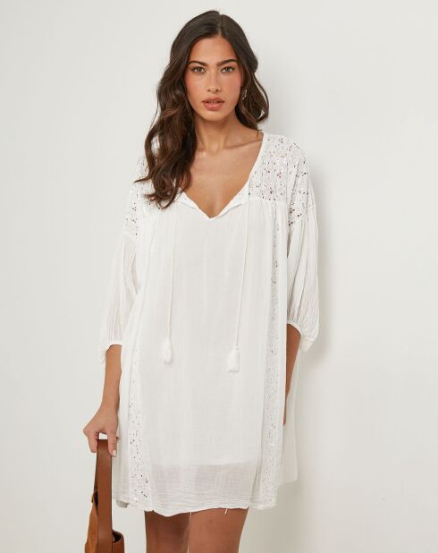 Robe 100% Lin Sarah blanche