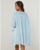 Robe 100% Lin Sarah bleu ciel