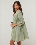 Robe 100% Lin Sarah vert kaki