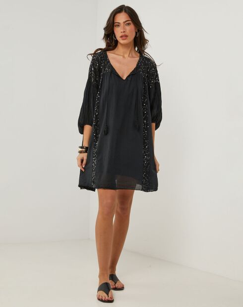 Robe 100% Lin Sarah noire