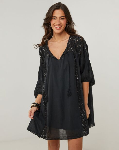 Robe 100% Lin Sarah noire