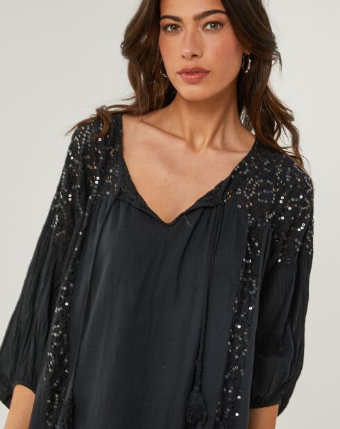 Robe 100% Lin Sarah noire