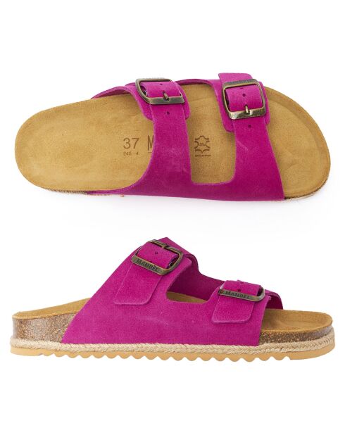 Mules en Velours de Cuir Alberto violettes