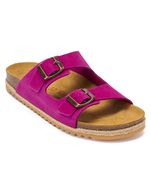 Mules en Velours de Cuir Alberto violettes