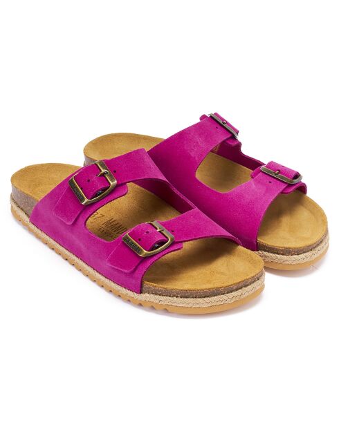 Mules en Velours de Cuir Alberto violettes