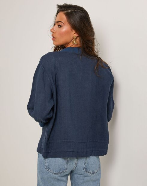 Marineblaue Jacke Louise aus 100% Leinen