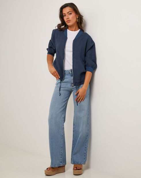 Marineblaue Jacke Louise aus 100% Leinen
