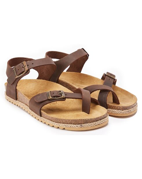 Sandales en Cuir Elisa marron foncé