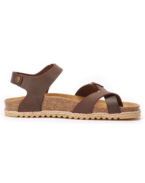 Sandales en Cuir Elisa marron foncé