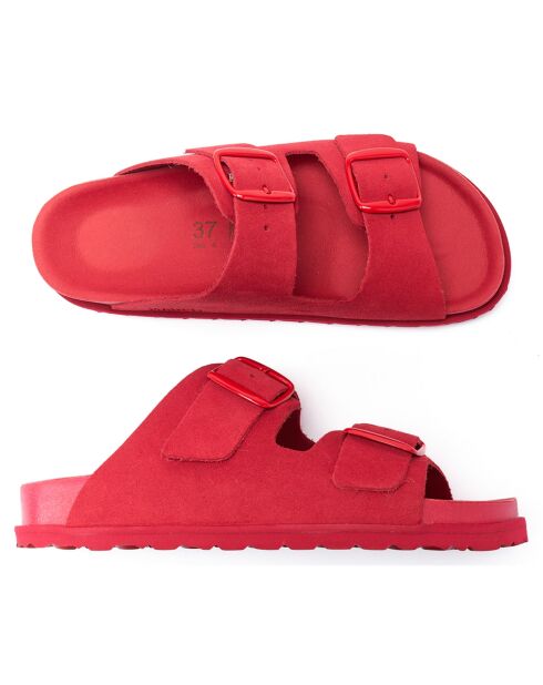 Mules en Velours de Cuir Ana rouges