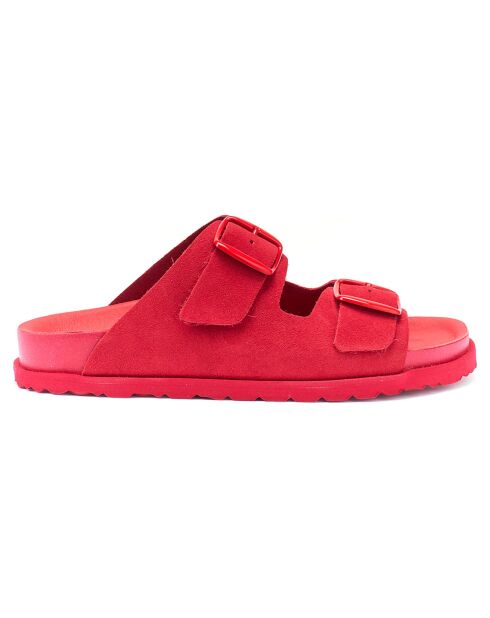 Mules en Velours de Cuir Ana rouges