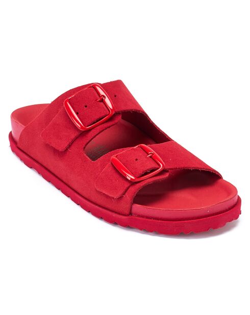 Mules en Velours de Cuir Ana rouges