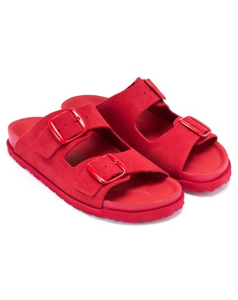Mules en Velours de Cuir Ana rouges