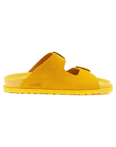 Mules en Velours de Cuir Ana moutarde