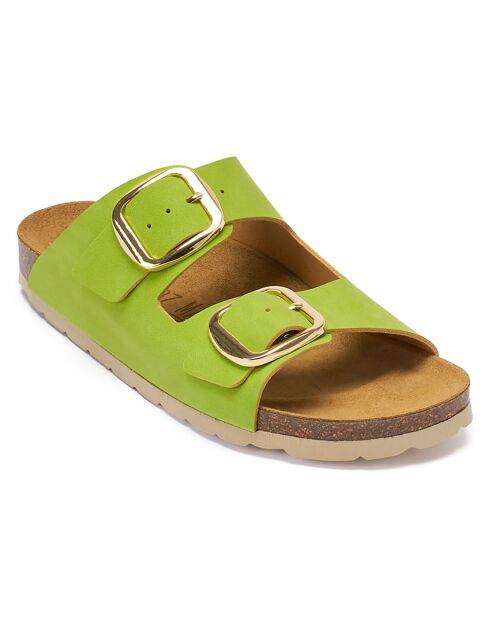 Grüne Alberto Leder-Pantoletten aus Samt