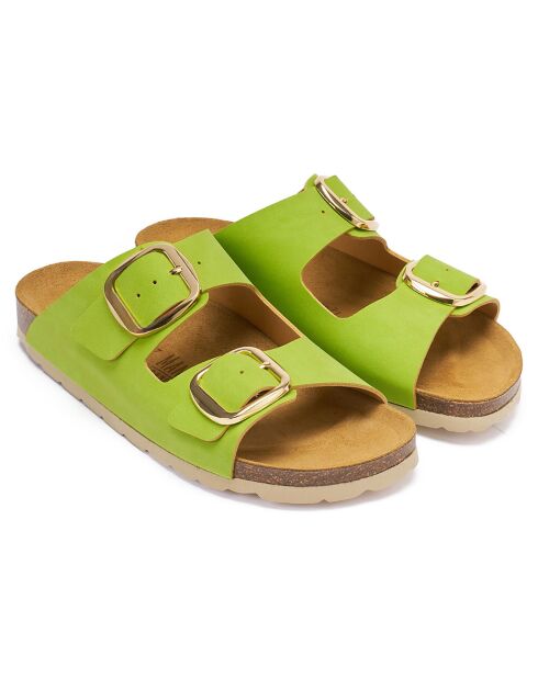 Mules en Velours de Cuir Alberto vertes