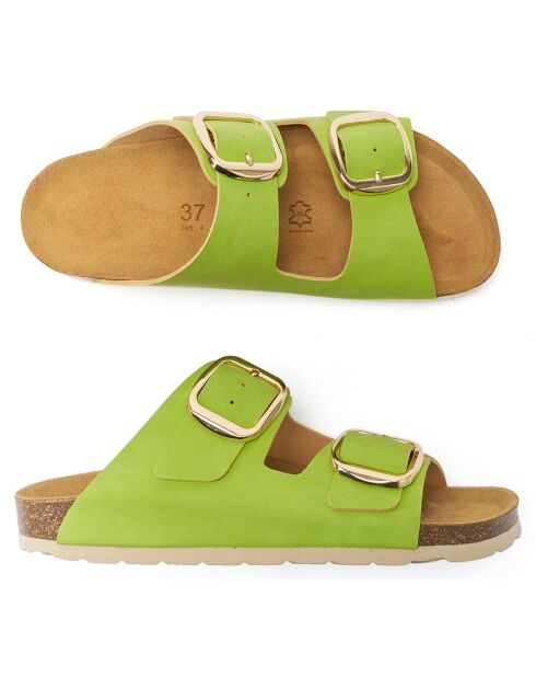Mules en Velours de Cuir Alberto vertes