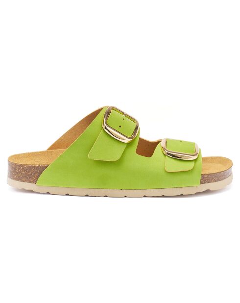 Mules en Velours de Cuir Alberto vertes