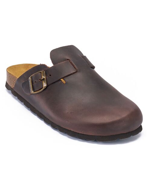 Sabots en Cuir Noé marron foncé