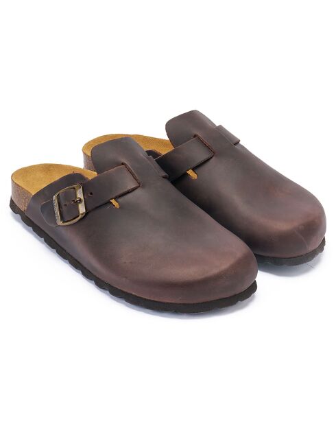 Sabots en Cuir Noé marron foncé