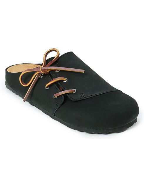 Sabots en Velours de Cuir Ester noirs