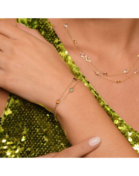 Bracelet Colormix Citrines 0.30 ct, Améthystes 0.25 ct, Topazes 0.35 ct, Quartz 0.49 ct or jaune