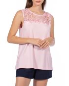 Débardeur en dentelle larges bretelles rose