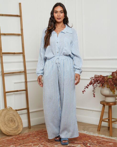 Chemise 100% Lin Godel bleu ciel