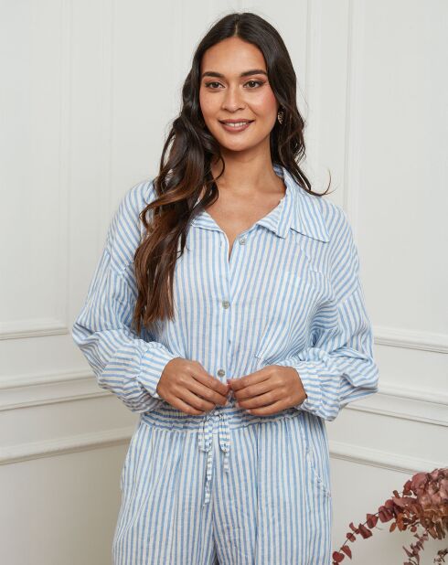 Chemise 100% Lin Godel bleu ciel